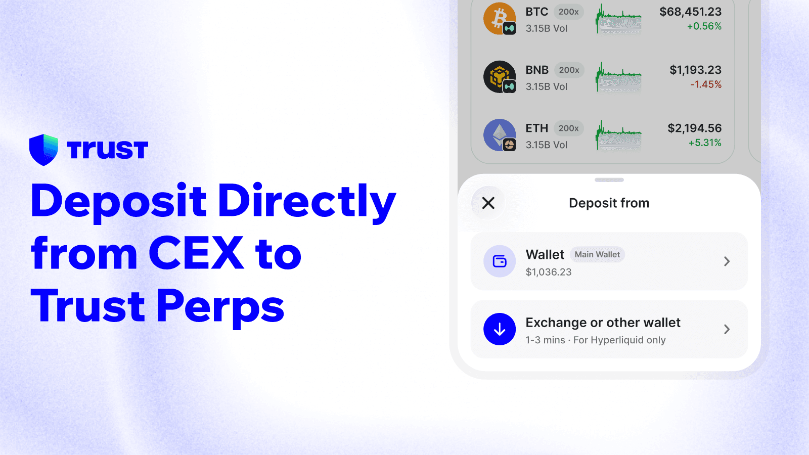 Deposit Directly from CEX to Trust Wallet Perps